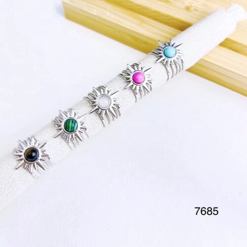 Anillo Regulable Plata con Solecito y Piedra de Color