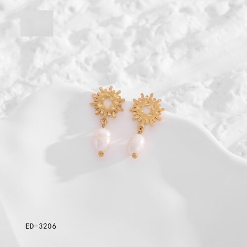 Pendientes Acero Dorado Sol