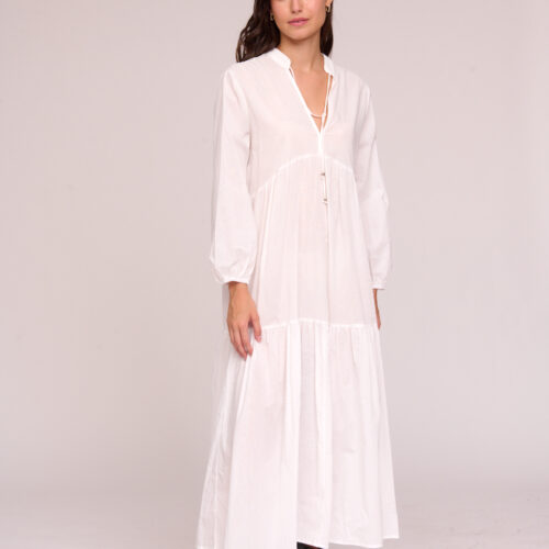 Vestido Largo Blanco Manga Larga