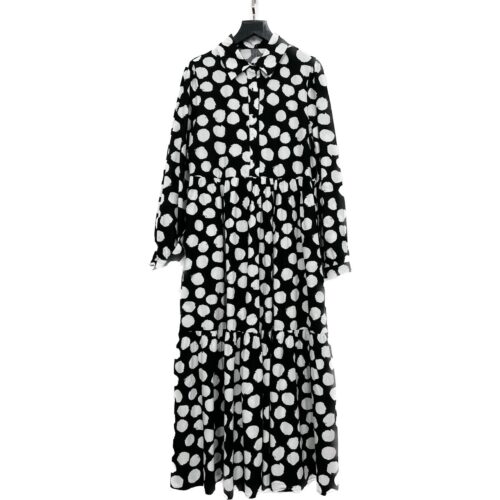 ¡LIQUIDACIÓN! Vestido Largo Negro Lunares Blancas