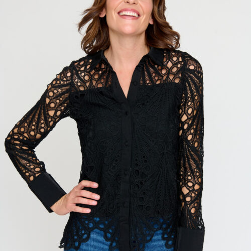 Camisa Troquelada Negra