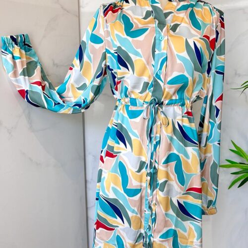 Vestido Estampado Turquesa