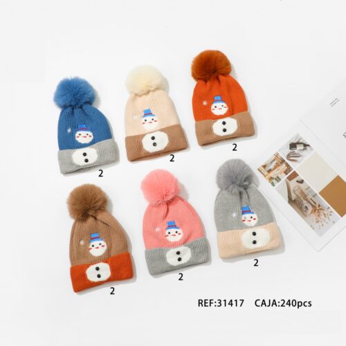 Gorro Infantil Muñeco Nieve Pom Pom
