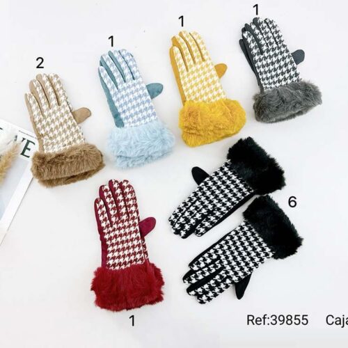 Guantes Mujer Pata de Gallo con Pelo