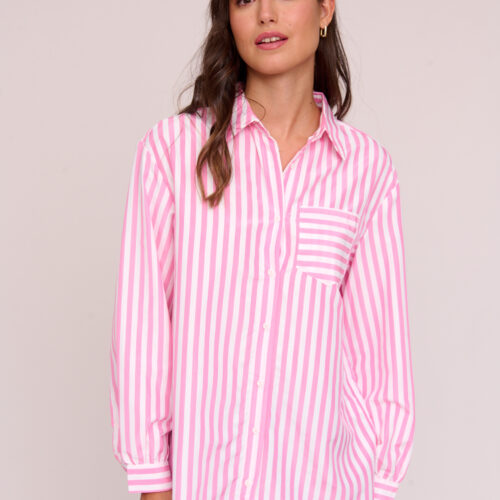 Camisa Líneas Rosas y Blancas