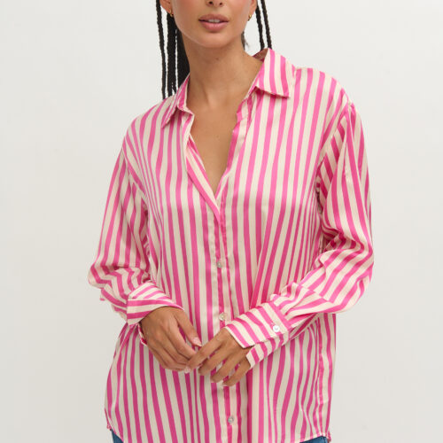 Camisa Líneas Fucsia y Blancas