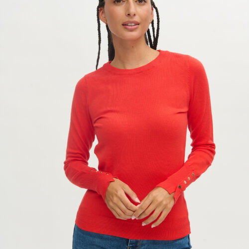 Jersey Rojo Botones Decorativos Mangas