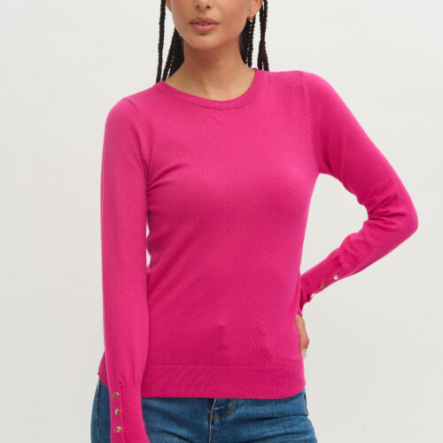 Jersey Fucsia Botones Decorativos Mangas