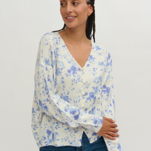 Rebeca Blanca con Estampado Azul