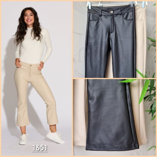 Pantalones Efecto Piel Acampanado Pesquero