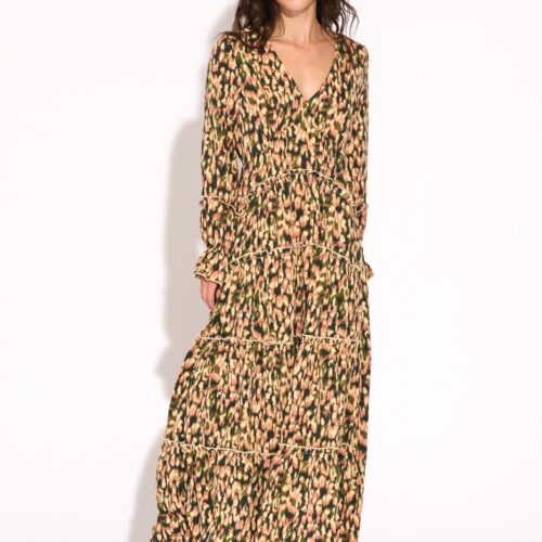 Vestido Largo Verde Estampado Manchitas