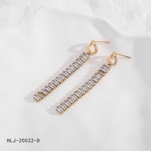 Pendientes Acero Largos Brillitos Rectangulares