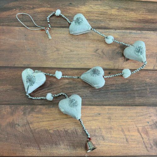Decoración Tiras India Corazones Plata