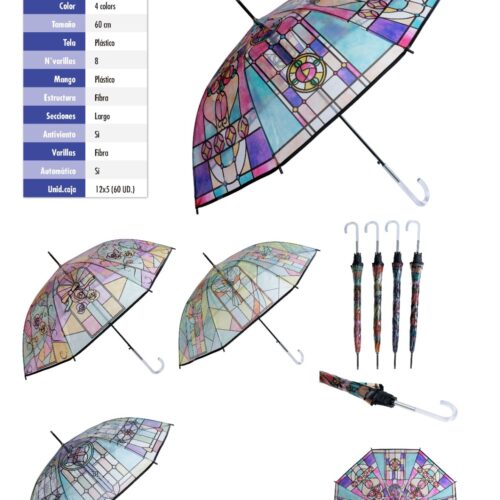 Paraguas Transparente Vidrieras