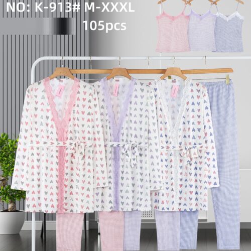 Pijama Mujer Corazones Costuras Encaje