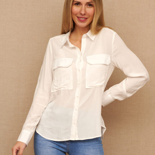 Blusa Blanca Doble Bolsillo