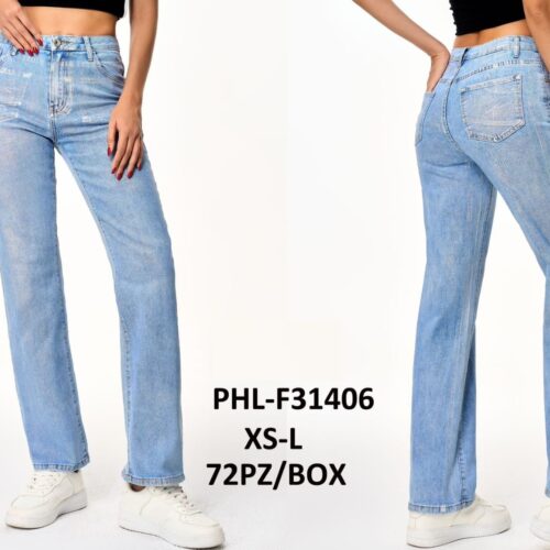 Vaquero Recto Efecto Brillo