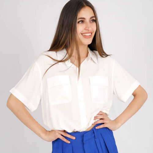 Top Camisa Blanca Bolsillos