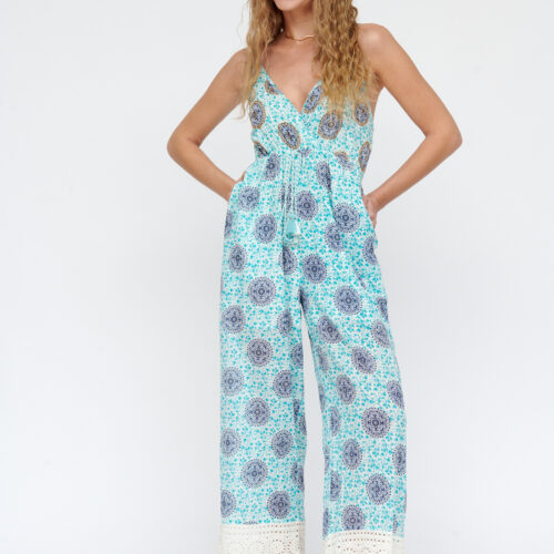 Mono Largo Estampado Circular Detalle Bordado