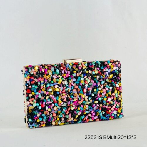 Colección CRETA – Bolso Fiesta Rectangular Piedras Doble Cara