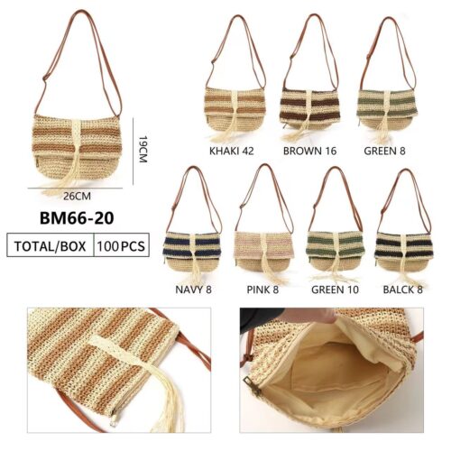 Bolso Trenzado Bicolor Con Borla