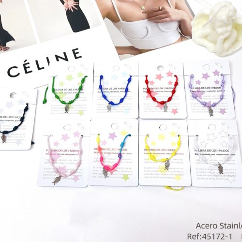 Pulsera Cuerda 7 Nudos Charm Plata