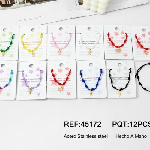 Pulsera Cuerda 7 Nudos Charm Dorado