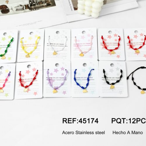 Pulsera Cuerda 7 Nudos Charm Elefante Dorado