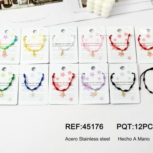 Pulsera Cuerda 7 Nudos Charm Serpiente Dorado