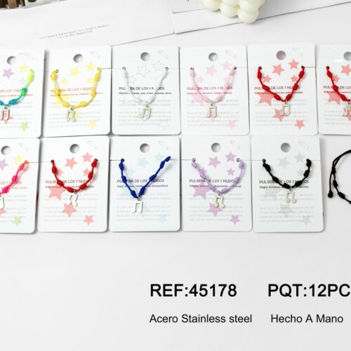 Pulsera Cuerda 7 Nudos Charm Signo Musical Plateado