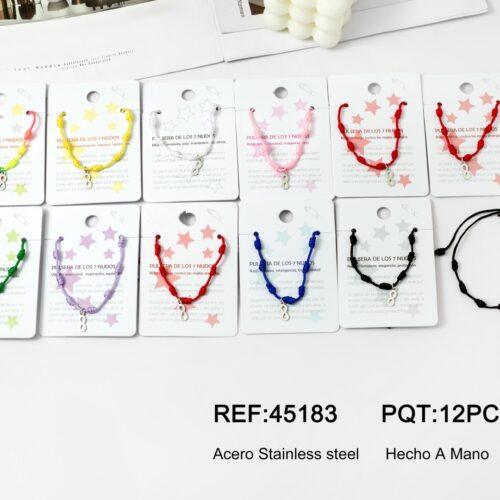 Pulsera Cuerda 7 Nudos Charm Infinito Plata
