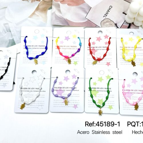 Pulsera Cuerda 7 Nudos Charm  Muñeca Dorado