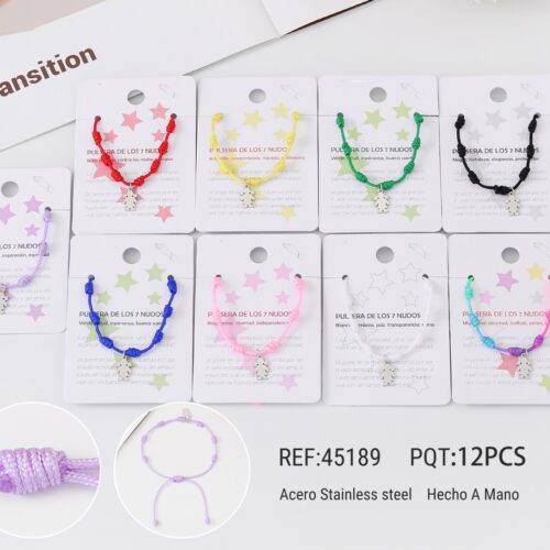 Pulsera Cuerda 7 Nudos Charm  Muñeca Plata