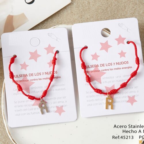 Pulsera Roja 7 Nudos Inicial ´´R´´