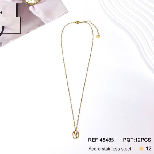 Collar Acero Piedras de colores