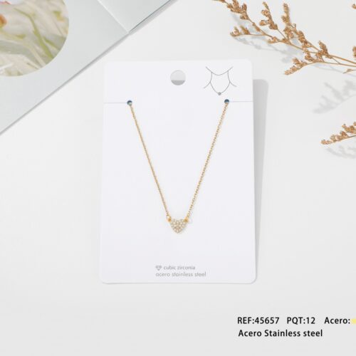 Collar Acero Colgante Corazón Circonitas