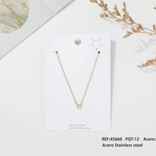 Collar Acero Colgante Piedra Blanca