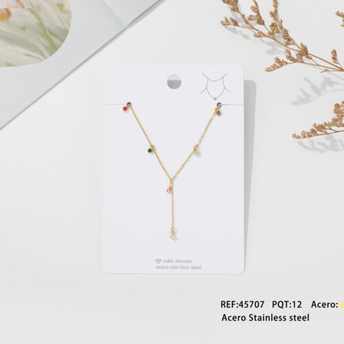 Collar Acero Colgantes Piedras Multicolor