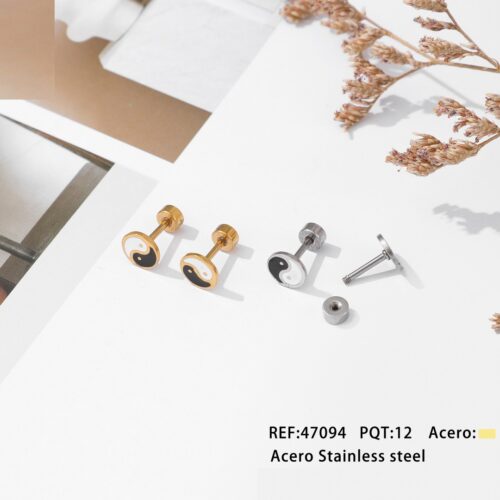 Pendientes Acero Yin Yang