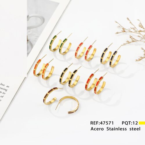 Pendientes Acero Aro Tricolor