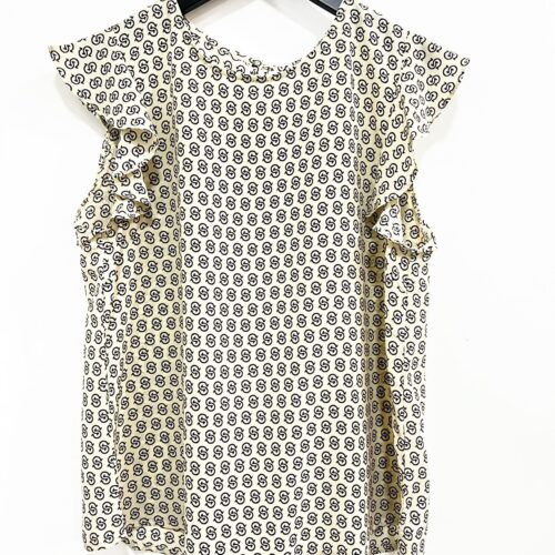 Blusa Beige Volantes Mangas Estampado S Escote Redondo