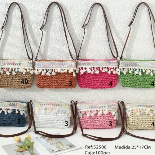 Bandolera Diseño Étnico con Borlas Multicolores