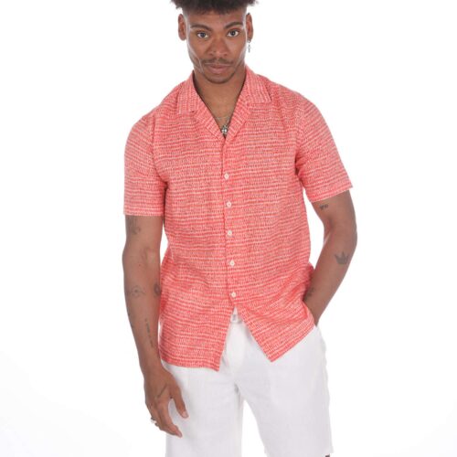 Camisa Hawaiana Coral  Manga Corta  Estampado