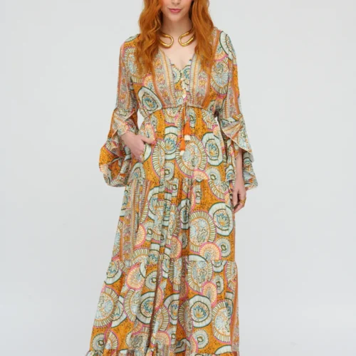 Vestido Largo Estampado Seda Fría