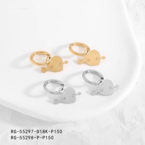 Pendientes Acero Circular Charm Corazón