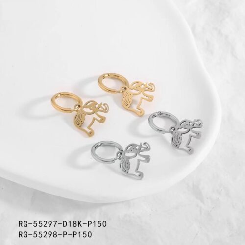 Pendientes Acero Circular Charm Elefante