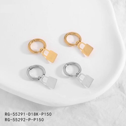 Pendientes Acero Circular Charm Candado