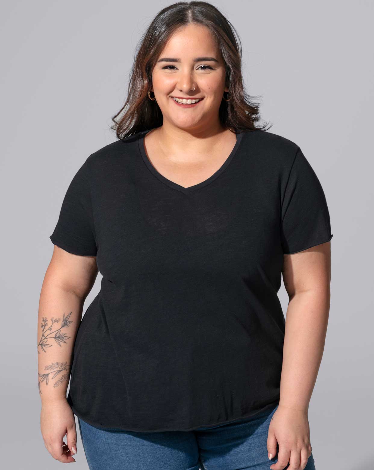 jhktshirt_curvsslub_0 Camiseta Curves Slub Cuello Pico - Algodón 120gr Tallas Grandes - Imagen 1
