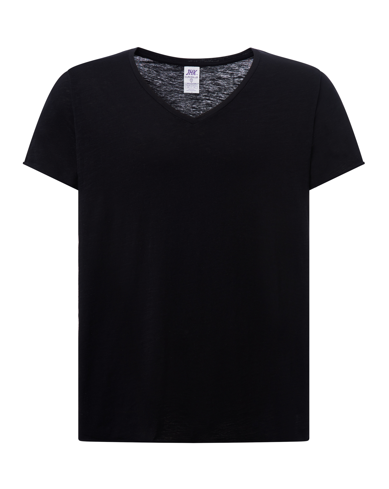 jhktshirt_curvsslub_bk Camiseta Curves Slub Cuello Pico - Algodón 120gr Tallas Grandes - Imagen 3