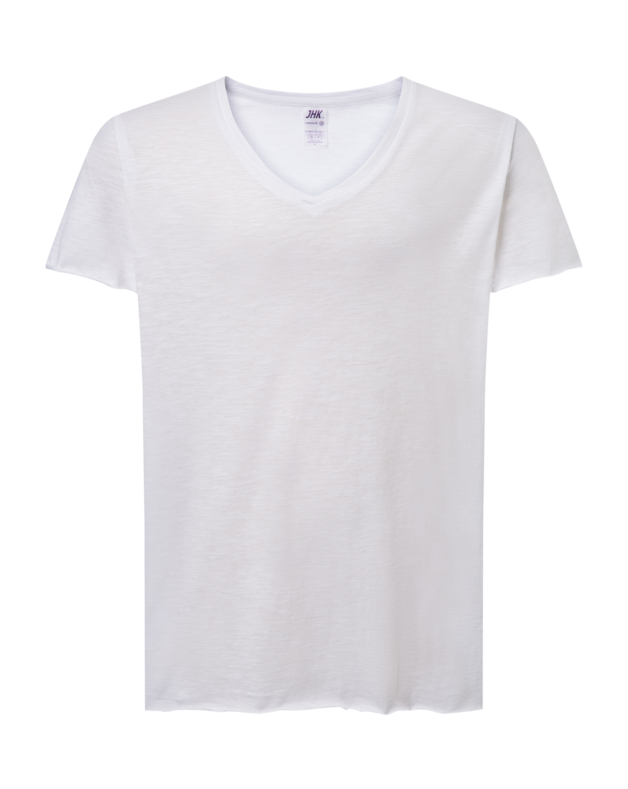 jhktshirt_curvsslub_wh Camiseta Curves Slub Cuello Pico - Algodón 120gr Tallas Grandes - Imagen 2